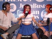 Preview 2 of Joselin begs Zafiro to touch her breasts and kiss her while riding the sybian | Juan Bustos Podcast