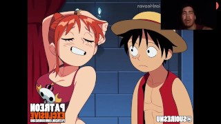 Nami tenta pegar o tesouro de Luffy e acaba sendo fodida e cheia de sêmen