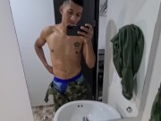 Preview 3 of Latin soldier masturbates with his sex toy until he cums in the battalion.