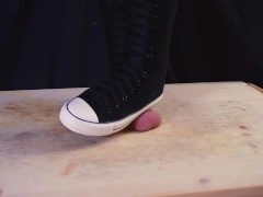 Cock Crushing Full Weight in High Converse Shoes - Bootjob, Shoejob