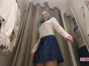 Preview 2 of Trying on transparent sexy clothes in a mall. Look at me in the fitting room and jerk off