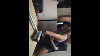 The White Guy Is So Excited That He Bends Over The Kitchen Oven While Wearing High Heels And Enormous Tits