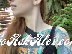 Naughty redhead tastes herself in the forest - Screenshot 1 of 16 - Ginger