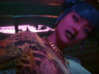 cyberpunk 2077, tattooed women, pussy licking, sex scene