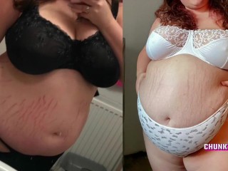 Watch get FAT! Feedee BBW Stuffing and Belly Play