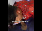 Preview 5 of Spider-Man is alone in a new universe and can't resist sucking his own cock ...much cum