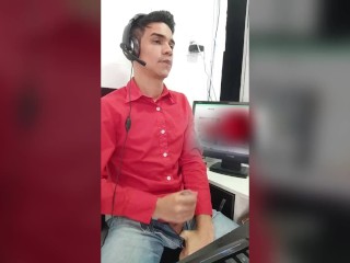Alex caught and recorded in his office jerking-off and cum