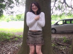 Wild Japanese MILF with bolt ons public car exposure and forest sex