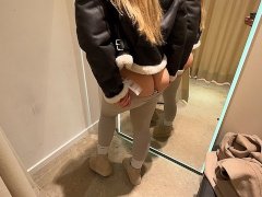 Shopping Day! German girl risky fucking and public blowjob in changing room with nike socks