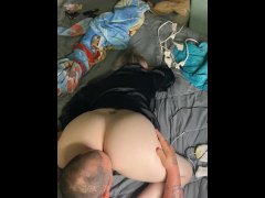 POV milf gets her pussy ate from the back