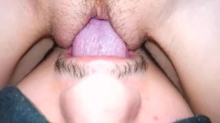 The Wife Groans As She Sits On Her Face With A Wet Pussy In A Close-Up Of Cannibalingus