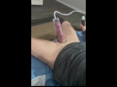 Daddy pumping his cock over 8.5 inches - for reference dildo in video is 7.5”