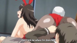 Sexo a três com 2 garotas excitadas na sede do clube | Anime Hentai