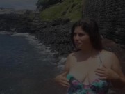 Preview 1 of Curvy Lady Dresses up in Sexy Clothes, Masturbates on the Beach and Photoshoot