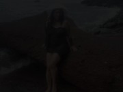 Preview 6 of Curvy Lady Dresses up in Sexy Clothes, Masturbates on the Beach and Photoshoot
