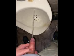 I piss in a urinal in a public office toilet