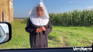 Incredible! I give a lift to the nun and convince her to have anal sex (dirty talk)