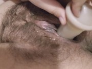 Preview 6 of Horny and Hairy Pregnant Woman Rubs And Fucks Wet Pussy With Dildo
