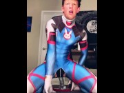 Preview 3 of Overwatch Dva Cosplayer femboy twink riding a big dildo