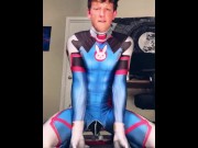 Preview 5 of Overwatch Dva Cosplayer femboy twink riding a big dildo
