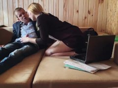 Helped with homework and fucked a student in her tight pussy