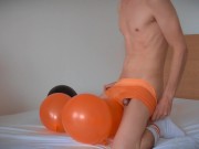 Preview 4 of Cumming over Orange Ballons /// Jordan Wilder