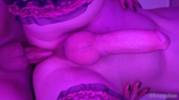 Femboy Cumming inside Trans GF with Closeup View From Below!