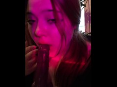 Look at me fucking her throat! very deep blowjob