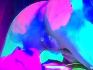 small tits, blacklight, creative porn, pussy licking