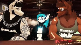 In A Bar Two Fit Furry Guys Fuck A Lone Girl