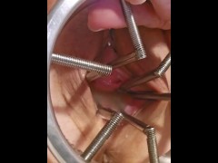 wife stretches her pussy and pisses in herself for husband in private video