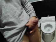 Preview 3 of A muscular guy with a big dick gets horny while shopping and masturbates in the toilet!