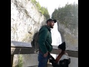 Preview 5 of Fucking outdoors in front of a public waterfall