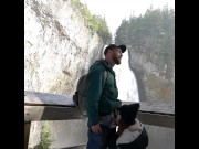Preview 6 of Fucking outdoors in front of a public waterfall