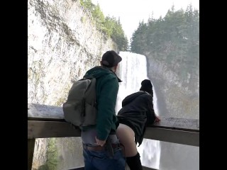 Fucking Outdoors in Front of a Public Waterfall