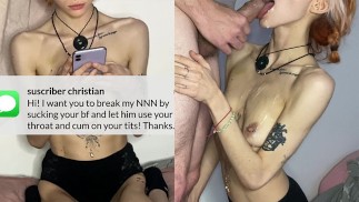 SKINNY TEEN DEEPTHROAT ET ÉJACULATION SUR LES SEINS - FAN KINKS EPISODE 1