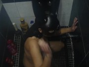 Preview 6 of Wife toilet training! Human toilet and cum on face, Bunny mask