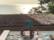 Preview 4 of Axel Abysse fists his cunt by the pool