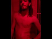 Preview 5 of Public sauna fucking. Jerk off big cock and kiss curious friend. Cruising blowjob, risky masturbatio