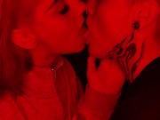 Preview 5 of Close up Intimate sloppy kissing - hot amateur lesbians