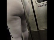 Preview 3 of Stepsister in white leggings teasing on train