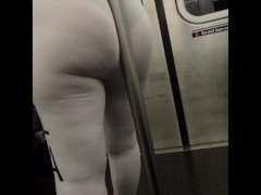 Stepsister in white leggings teasing on train