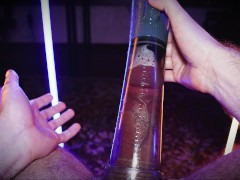 Automatic penis vacuum pump test ends with full sperm pump
