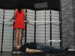 Jenna trampling on my face with her bare feet