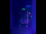 Preview 2 of Sissy boy dresses up like a slut in Blacklight and fucks dildos while rolling