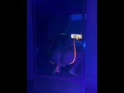 Preview 3 of Sissy boy dresses up like a slut in Blacklight and fucks dildos while rolling