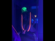 Preview 6 of Sissy boy dresses up like a slut in Blacklight and fucks dildos while rolling