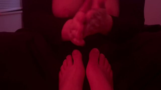 Her feet LOVE playing with my BIG boobs?