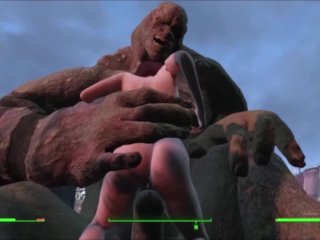 huge cock, 3d monster, interracial, fallout