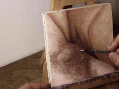 JOI OF PAINTING EPISODE 108 - Hairy Pussy Painting and Close Up